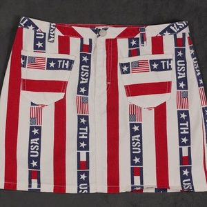 Tommy Hilfiger Patriotic Flag USA Jean Mini Skirt